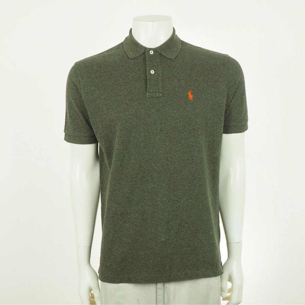Polo Ralph Lauren Polo Shirt Mens Medium Heather Olive Green RL Cotton Pique